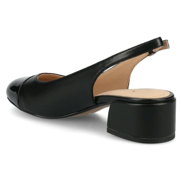 Journee Women Sammie Sling Back Cap Toe Block Heel Patent Leather Pumps, Size 7W - Picture 7 of 7